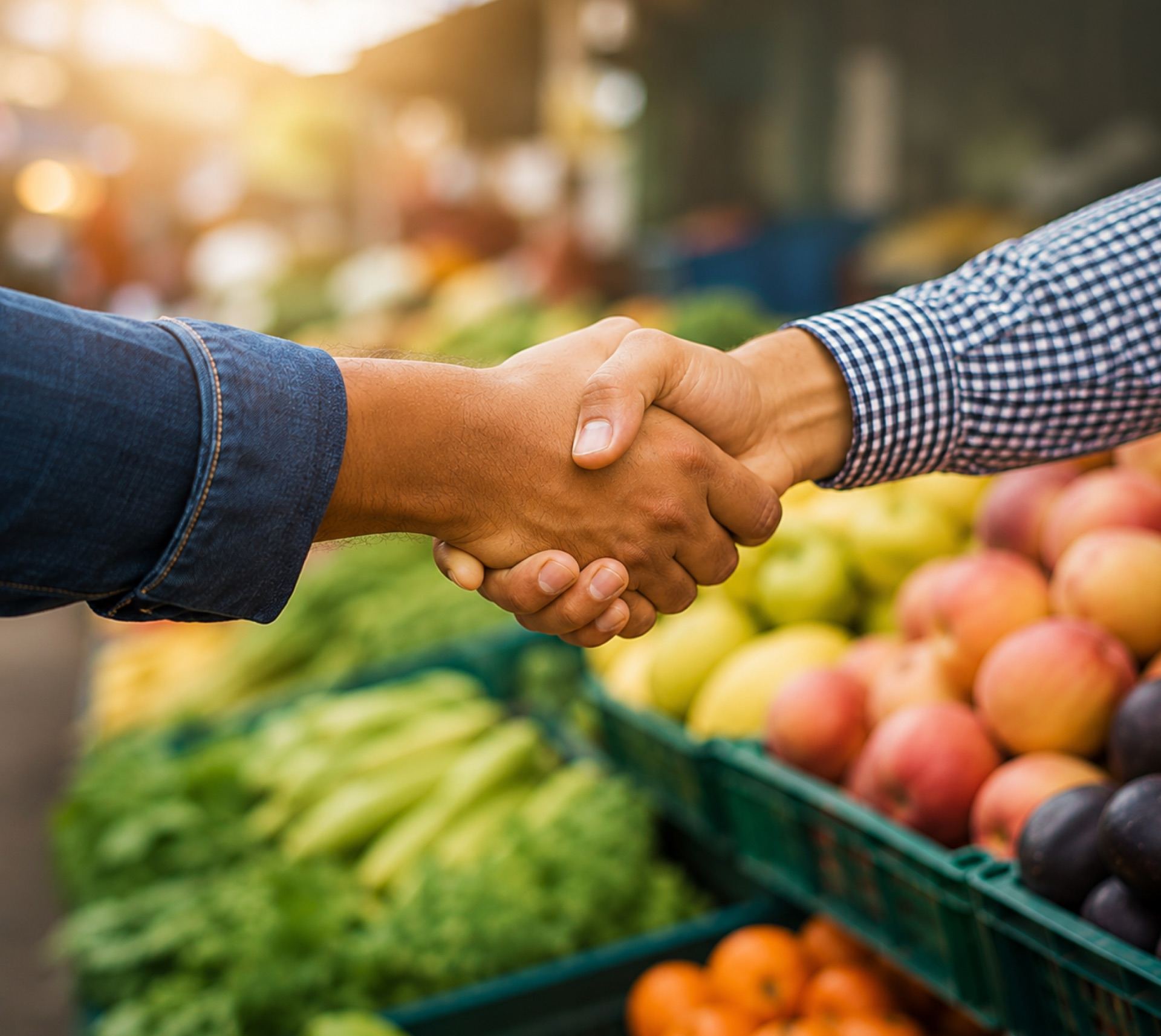 Handshake at a produce market